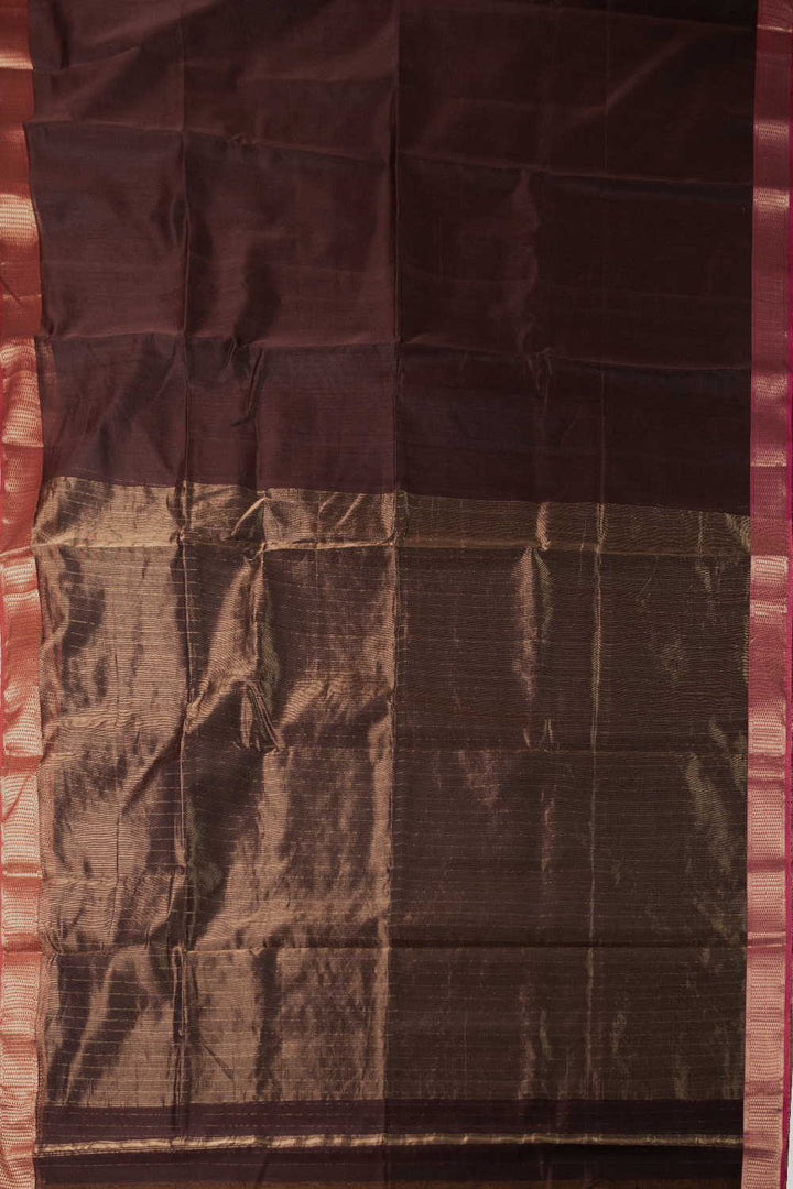 Brown with Zari Border Mahesshwari Silk Cotton Saree