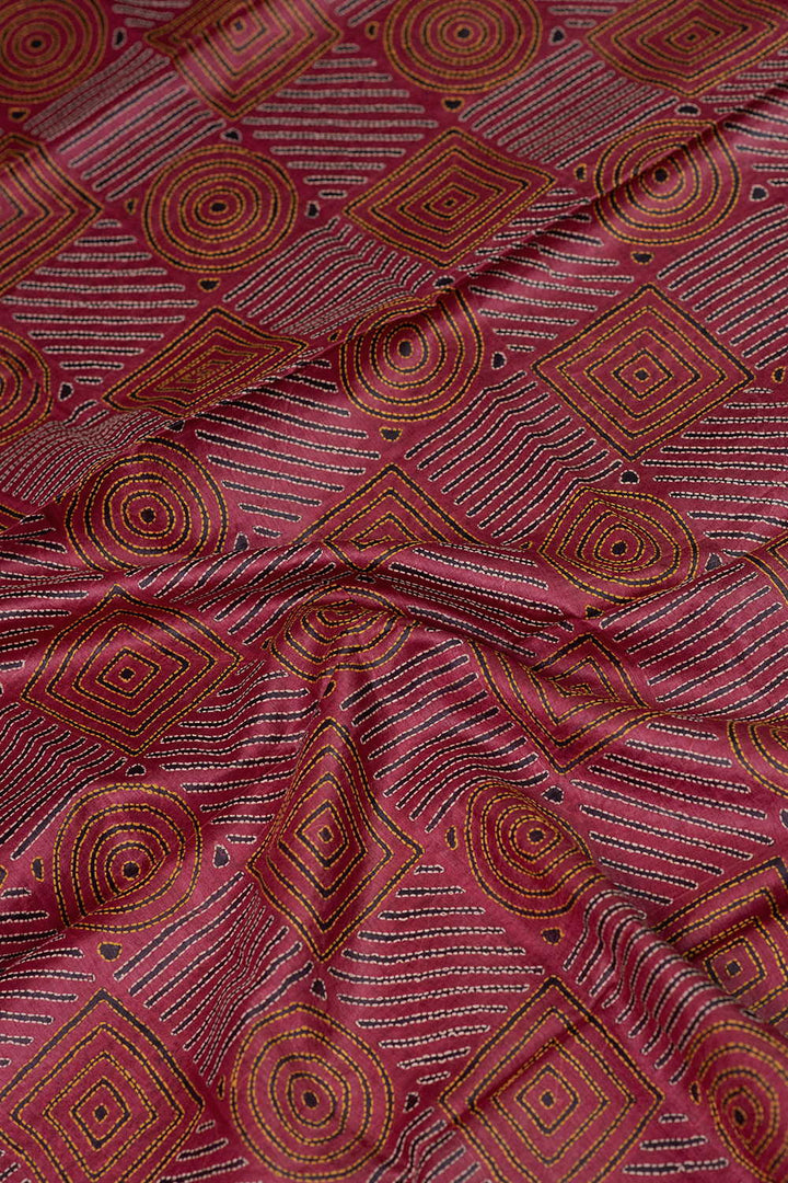 Maroon Kantha Tussar Silk Blouse
