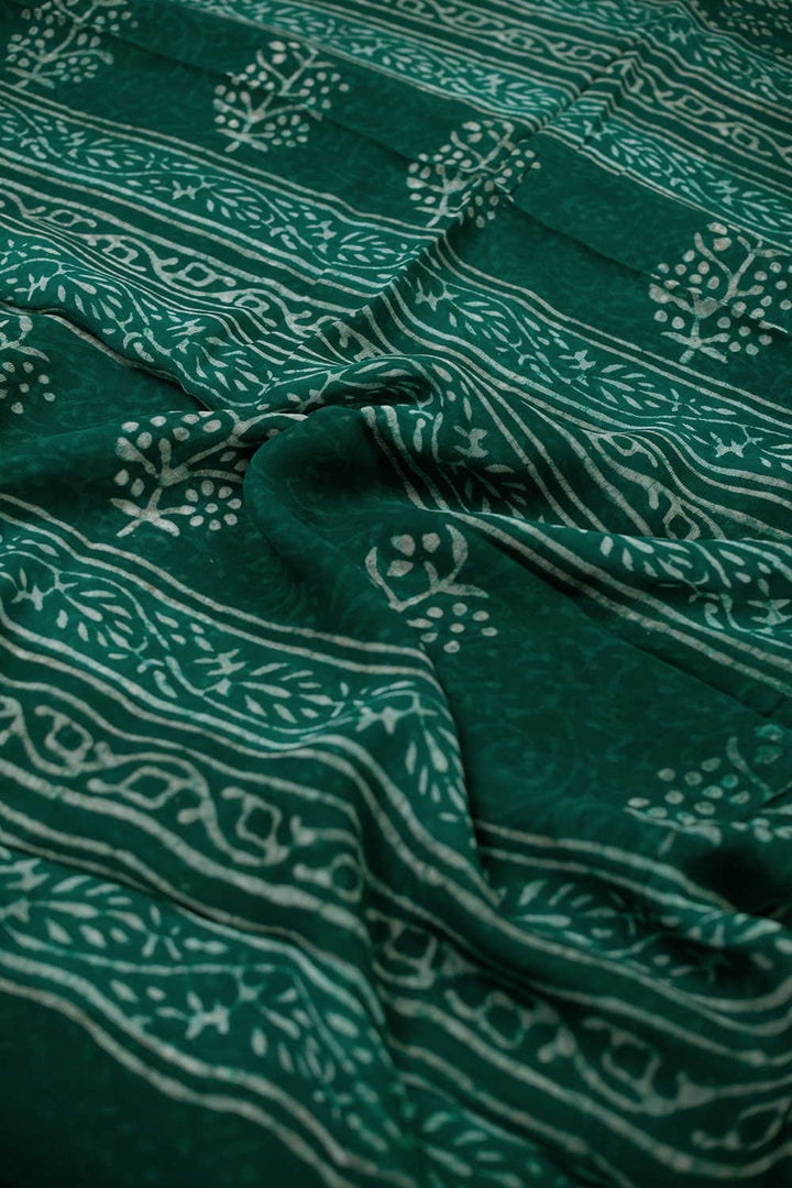Dark Green Semi Georgette saree