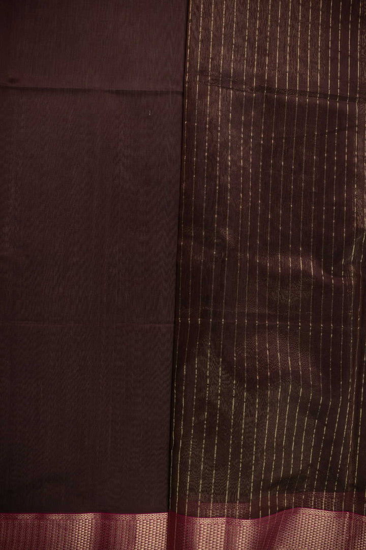 Brown with Zari Border Mahesshwari Silk Cotton Saree