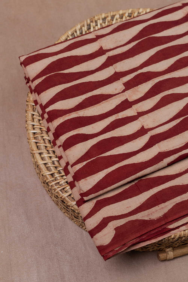 Faded Maroon with Pattern Ajrak Cotton Fabric