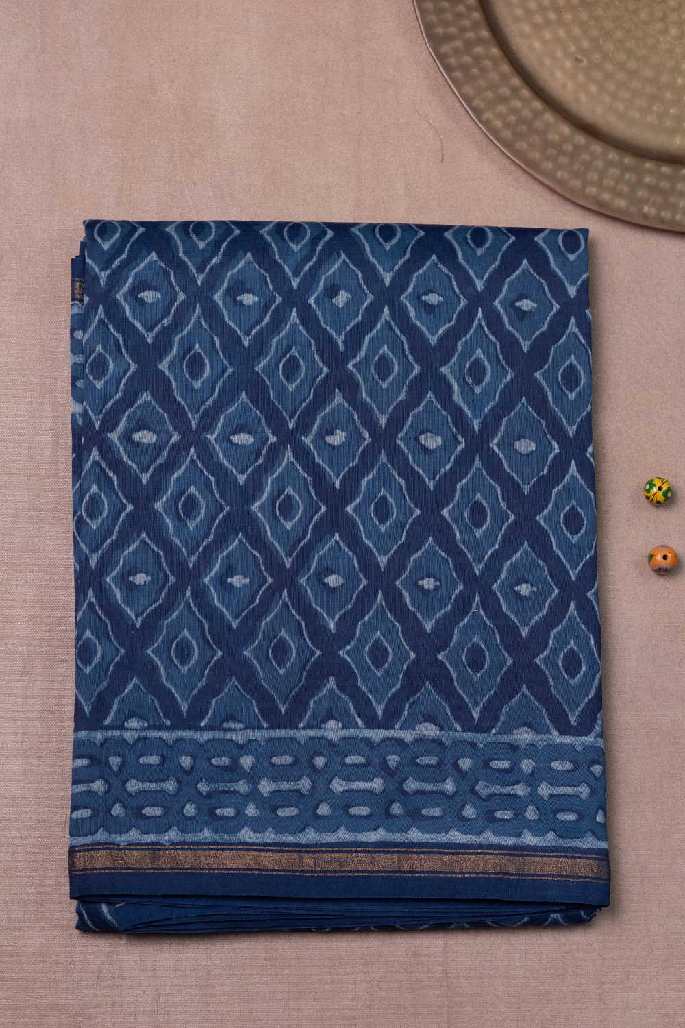 Block Printed Silk Cotton Saree - Matkatus 