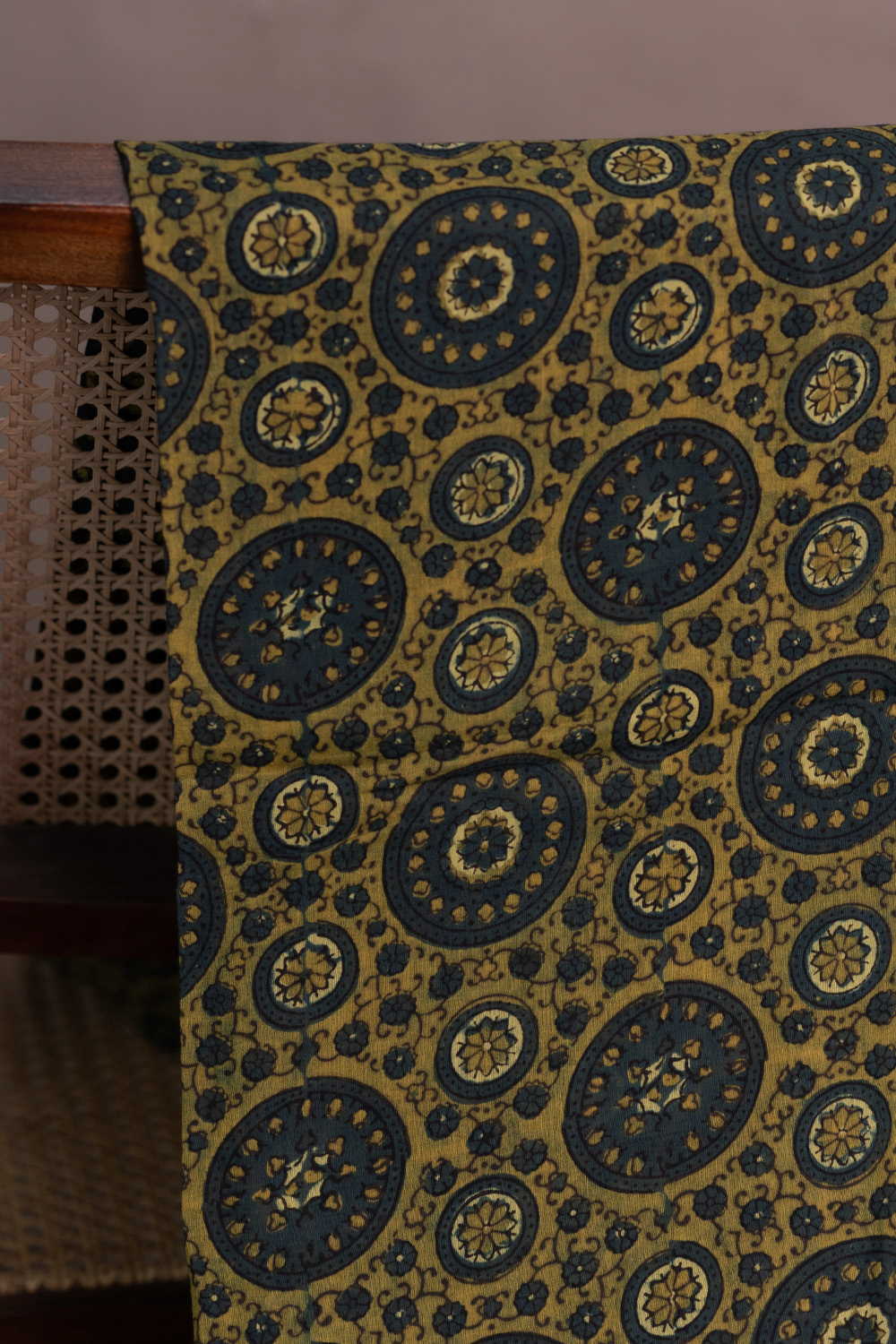 Green Pattern Ajrak Mul Cotton Fabric