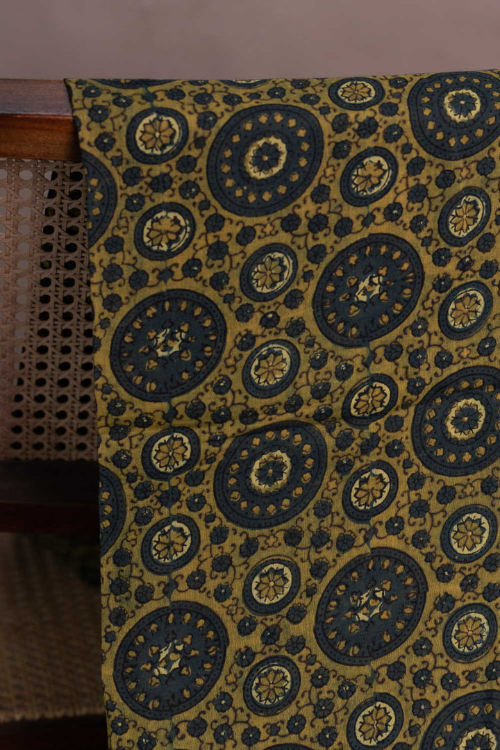 Green Pattern Ajrak Mul Cotton Fabric