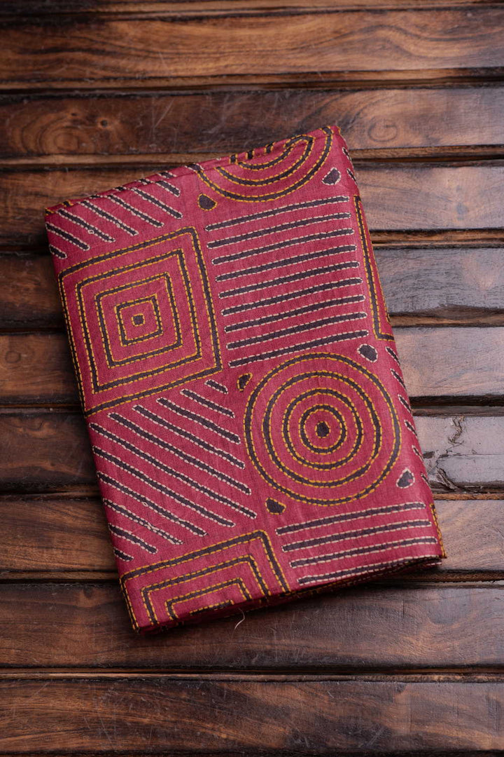 Maroon Kantha Tussar Silk Blouse
