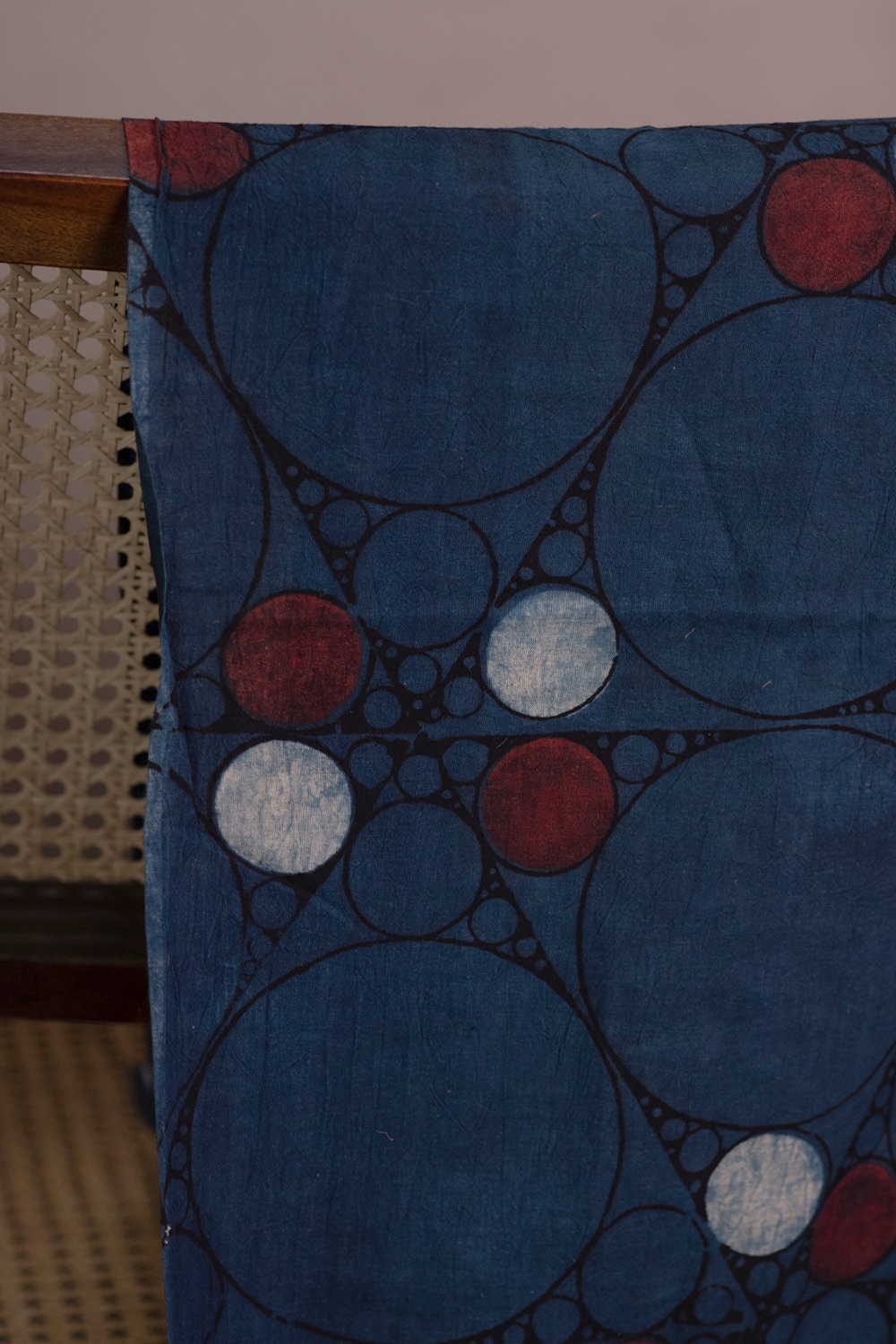 Indigo with Circles Ajrak Cotton Fabric