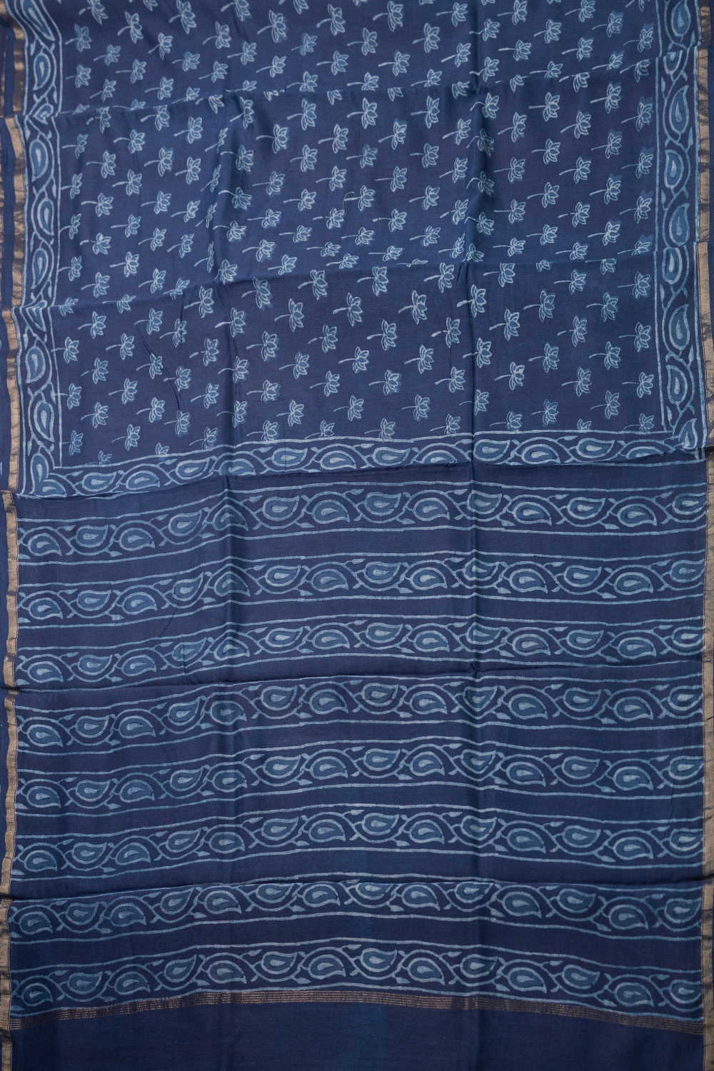 Block Printed Silk Cotton Saree - Matkatus 