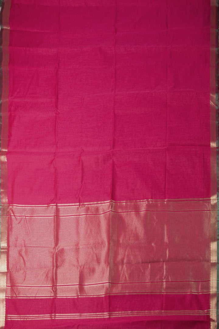 Zari Border - Plain Pink Maheshwari Silk Cotton saree