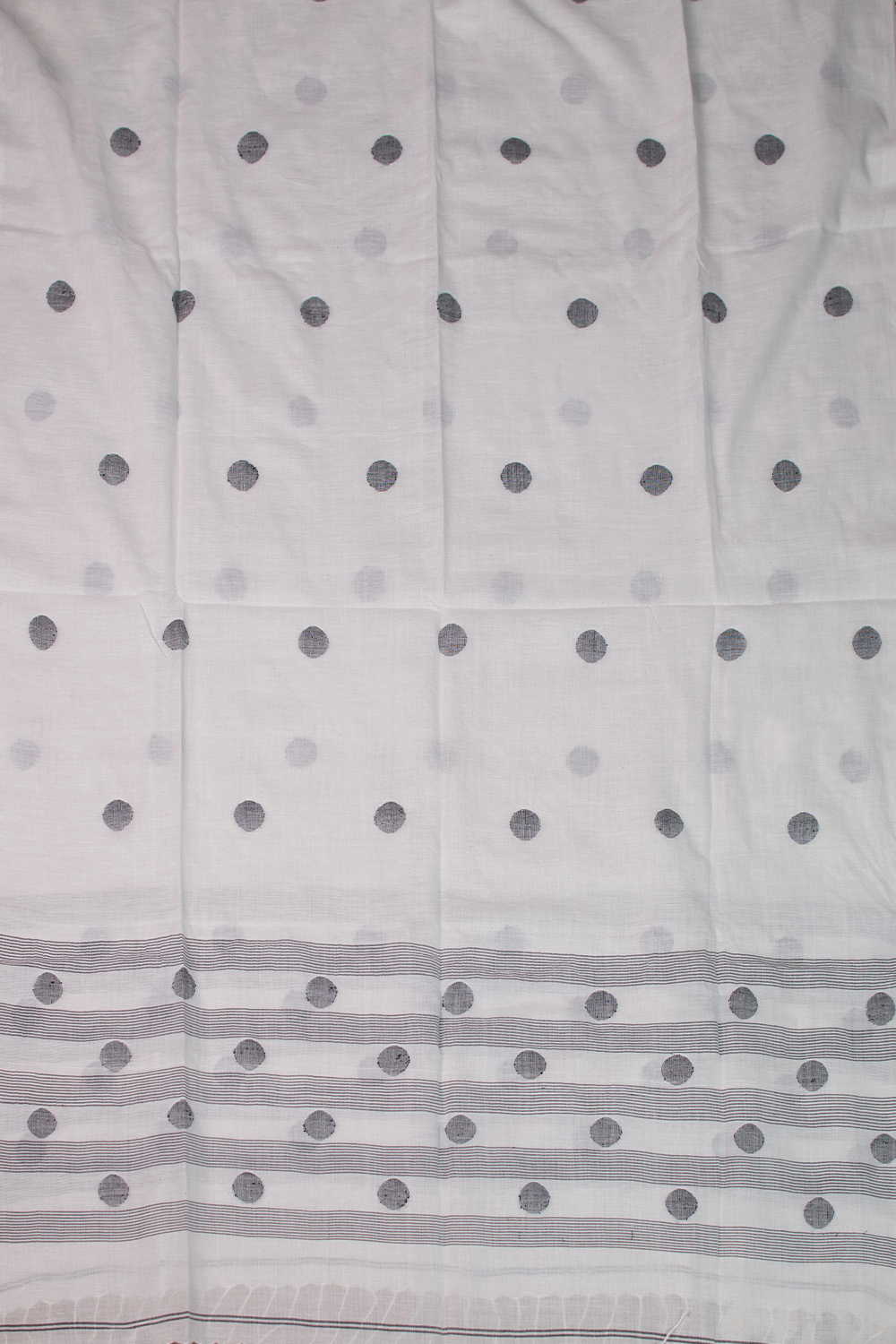Polka Buttas on Cream Jamdani Cotton Dupatta
