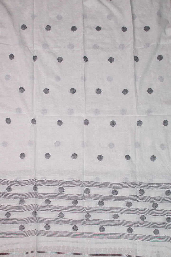 Polka Buttas on Cream Jamdani Cotton Dupatta