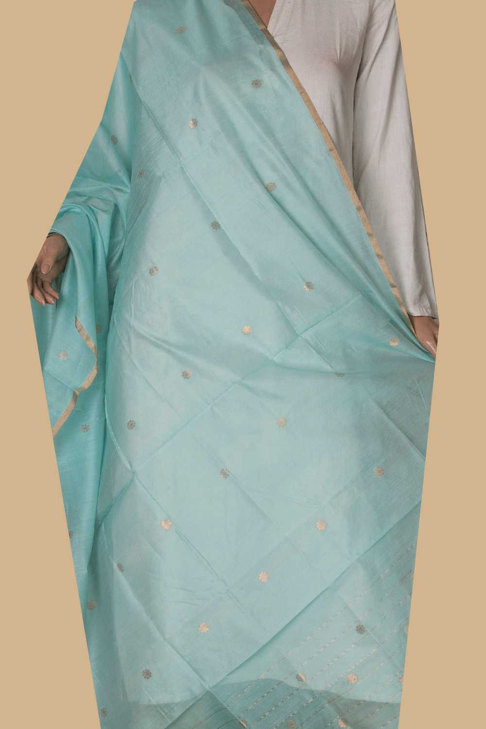 Chanderi Silk Cotton Dupatta - Matkatus 