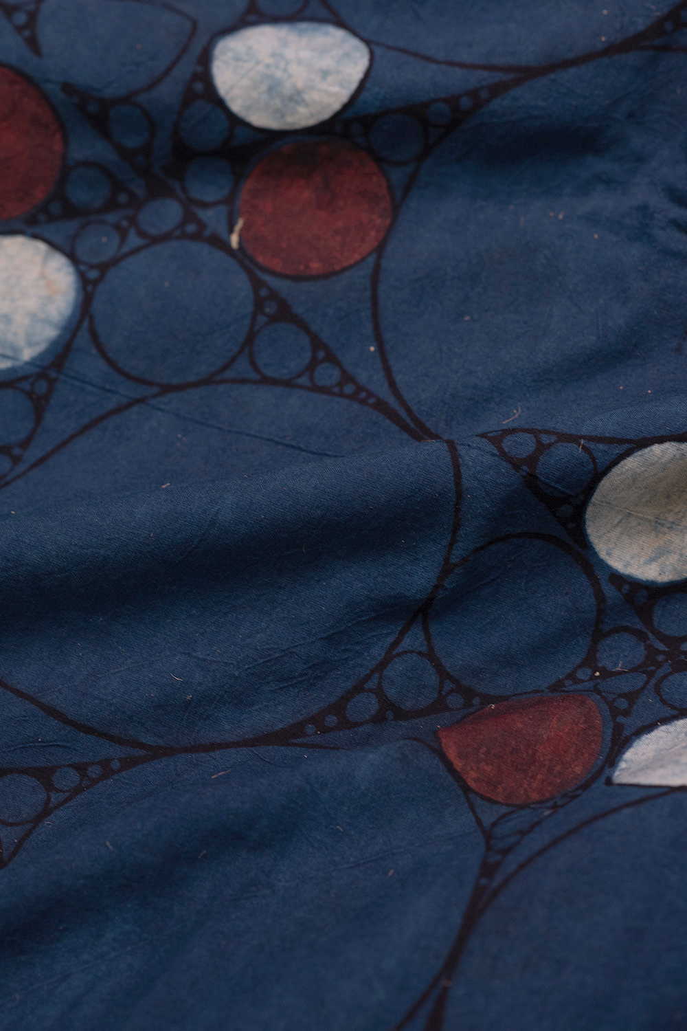 Indigo with Circles Ajrak Cotton Fabric