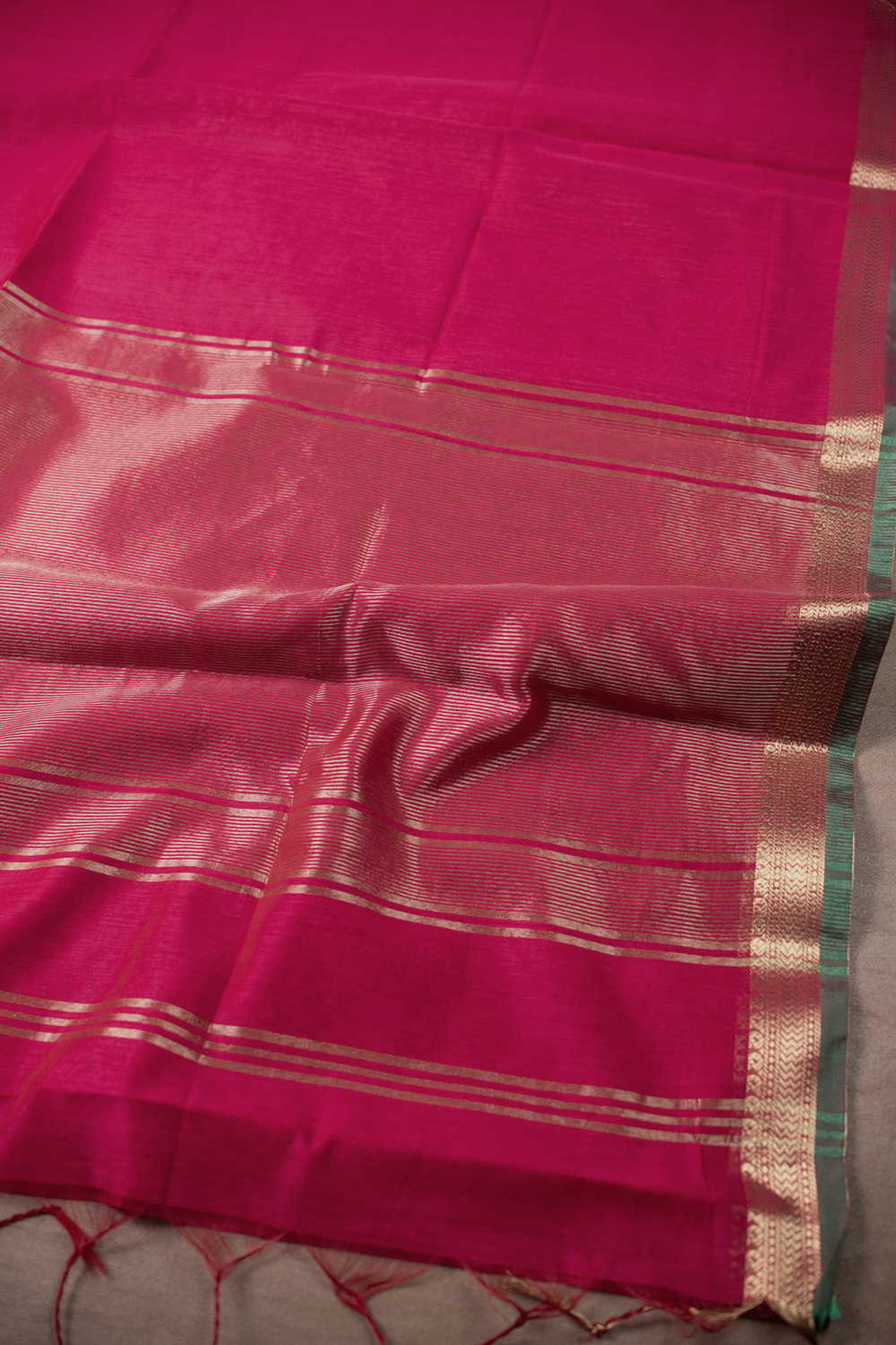 Zari Border - Plain Pink Maheshwari Silk Cotton saree
