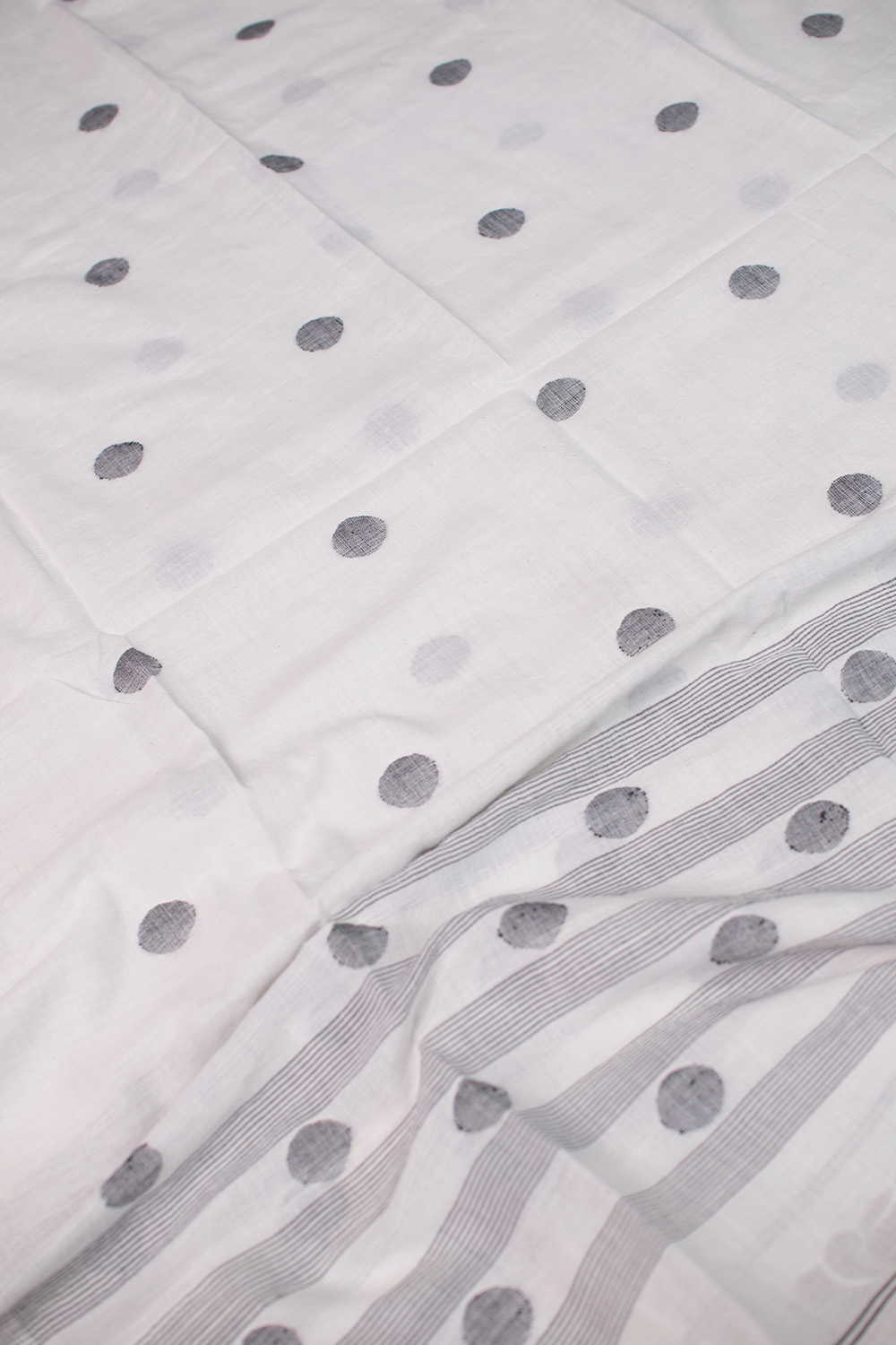 Polka Buttas on Cream Jamdani Cotton Dupatta