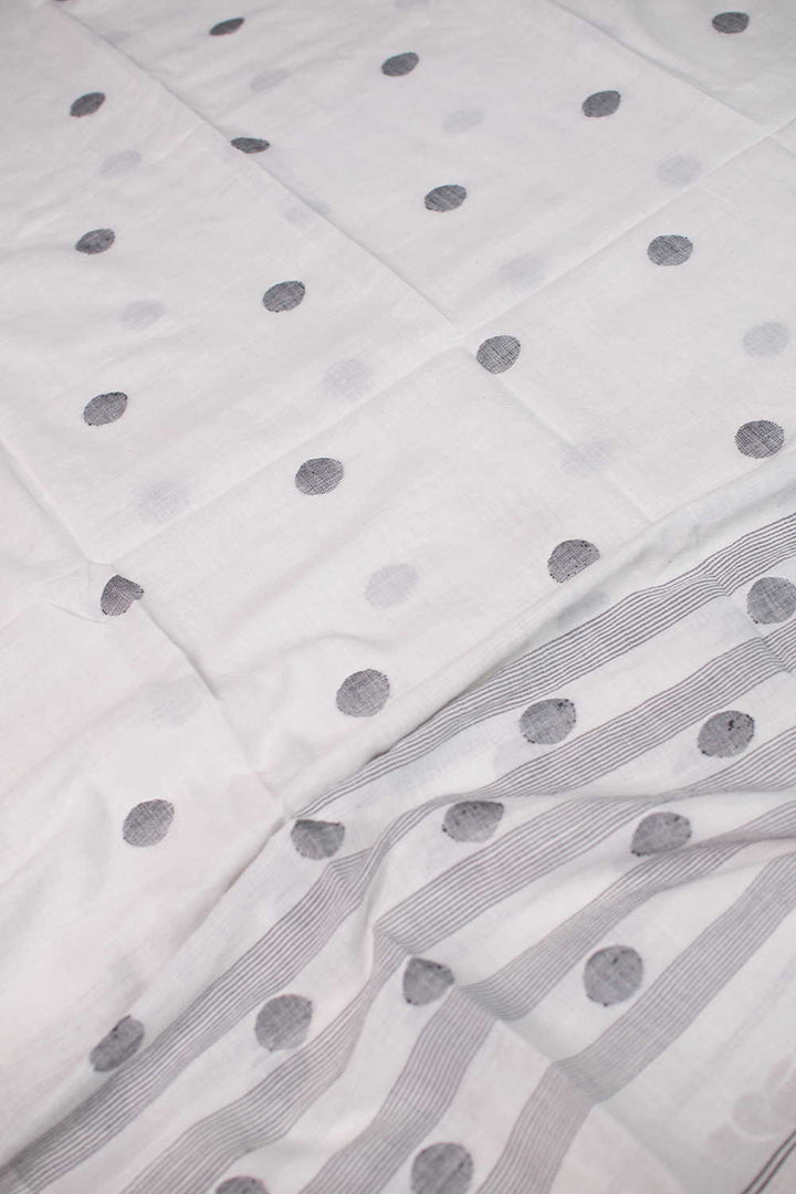Polka Buttas on Cream Jamdani Cotton Dupatta