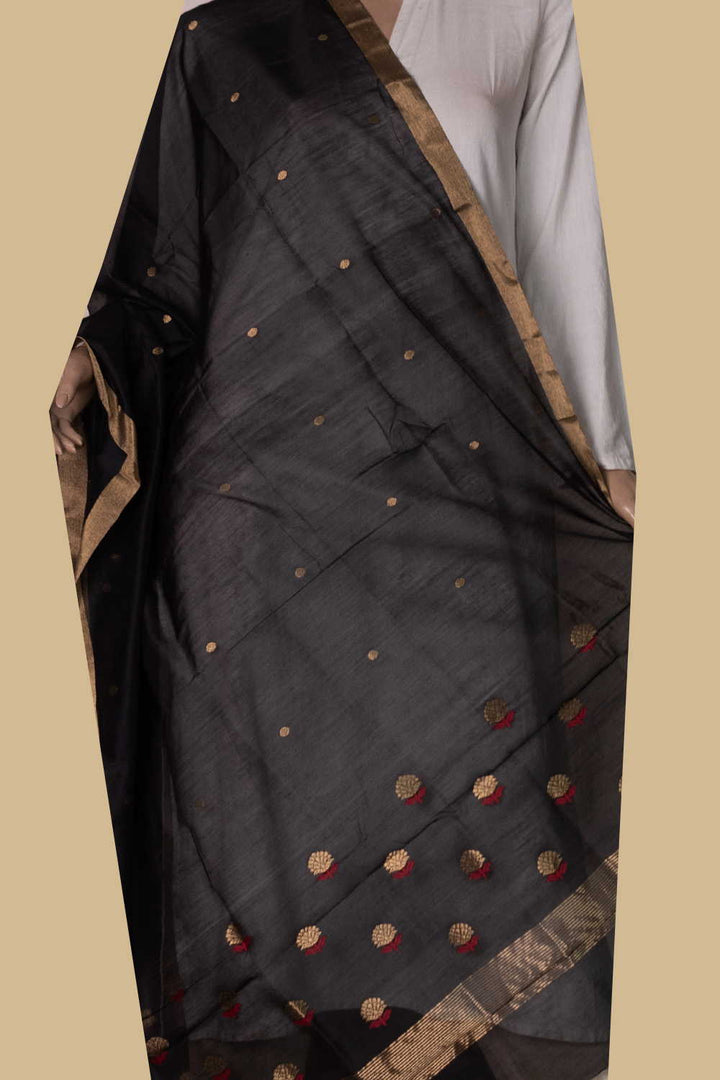 Chanderi Silk Cotton Dupatta - Matkatus 