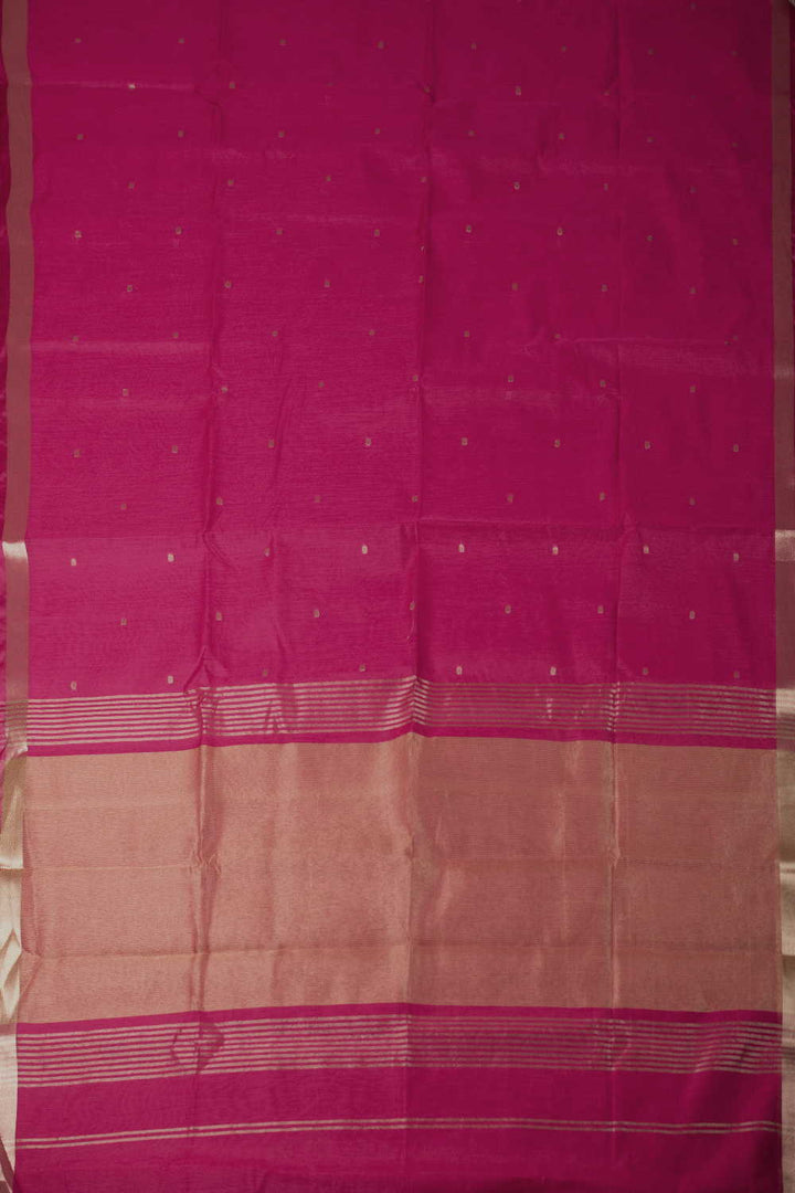 Royal Pink with Zari Butti Maheshwari Silk Cotton saree