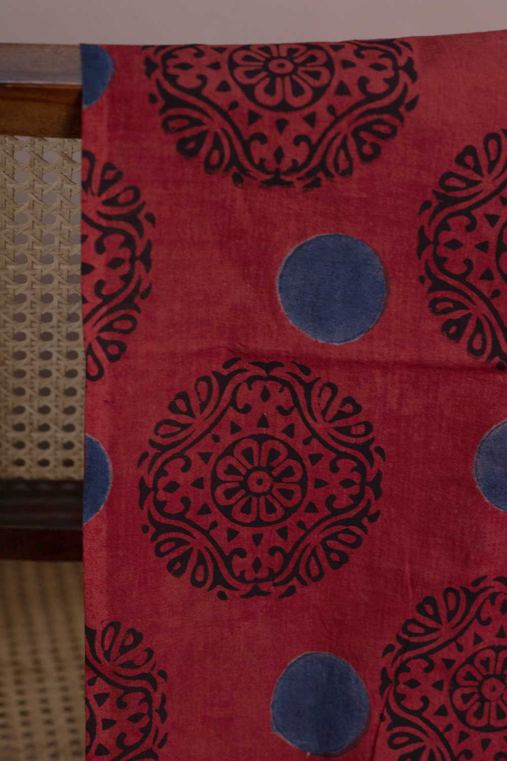 Mandala Motifs on Maroon Ajrak Cotton Fabric