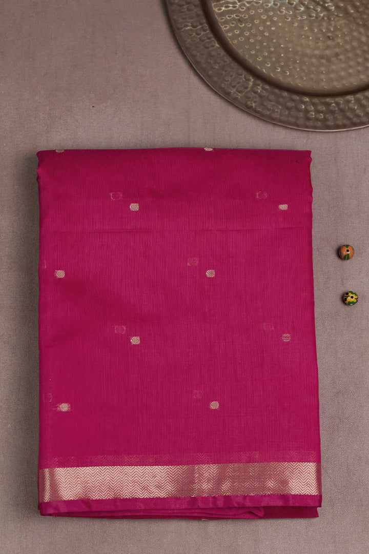Royal Pink with Zari Butti Maheshwari Silk Cotton saree