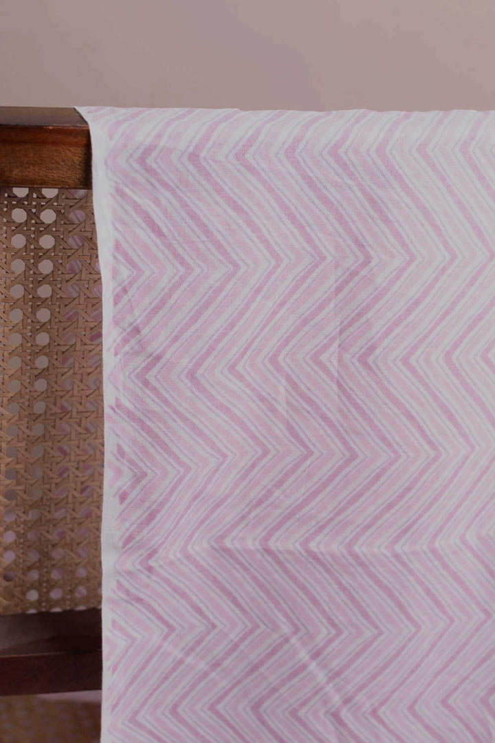 Pink Chevron Pattern Sanganeri Cotton Fabric