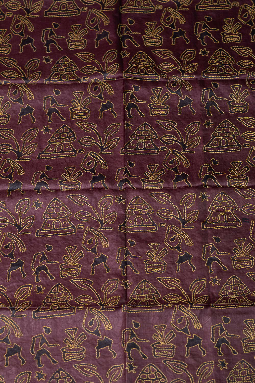 Deep Brown Kantha Tussar Silk Blouse