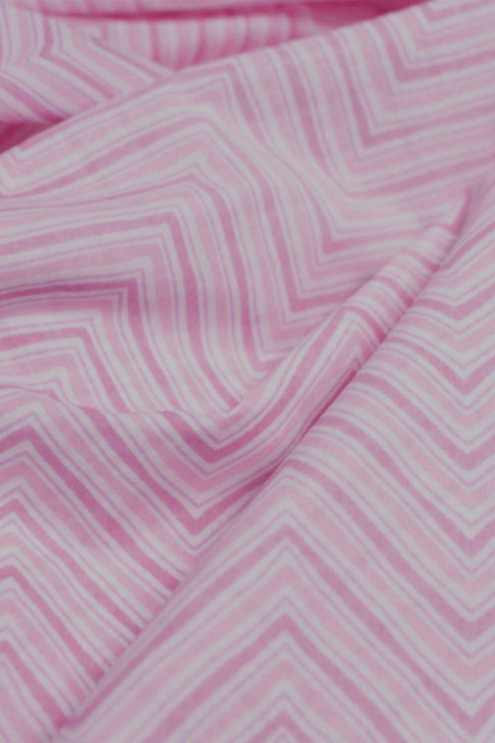 Pink Chevron Pattern Sanganeri Cotton Fabric