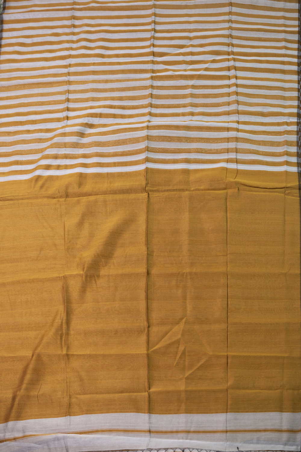 Stripe Mustard Maheshwari Silk Cotton saree