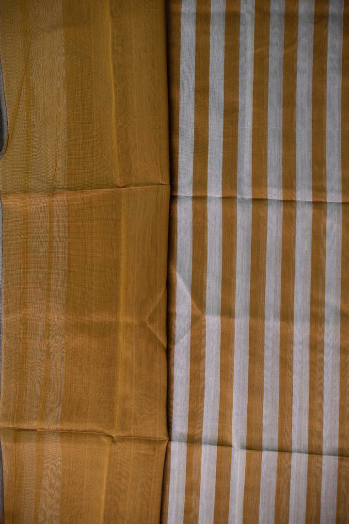 Stripe Mustard Maheshwari Silk Cotton saree