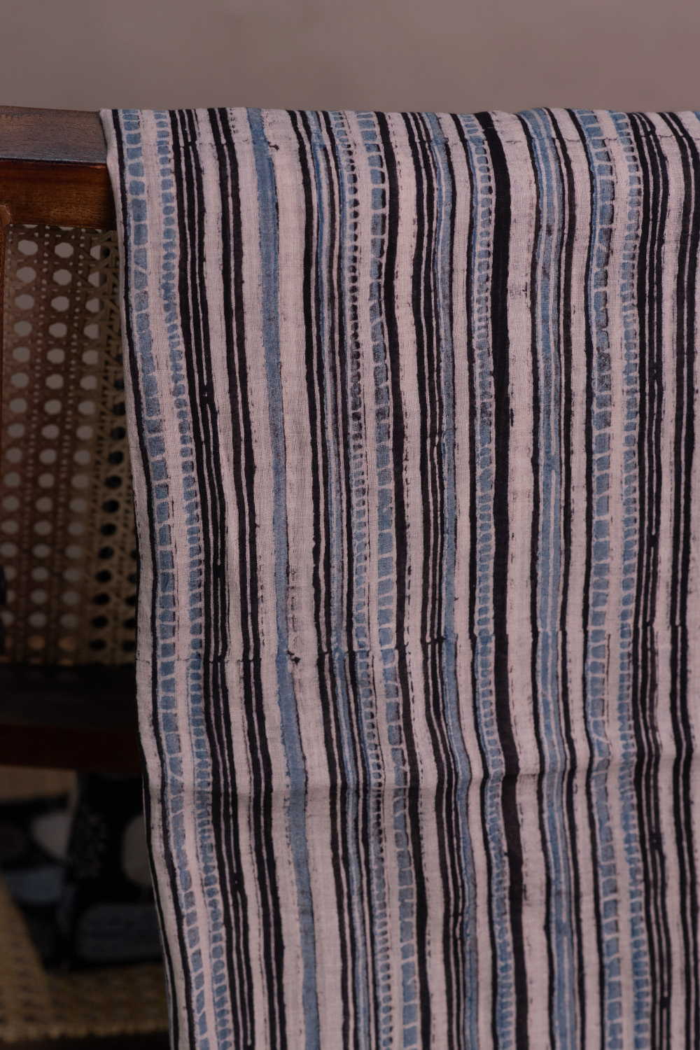 Stripe Pattern Ajrak Mul Cotton Fabric
