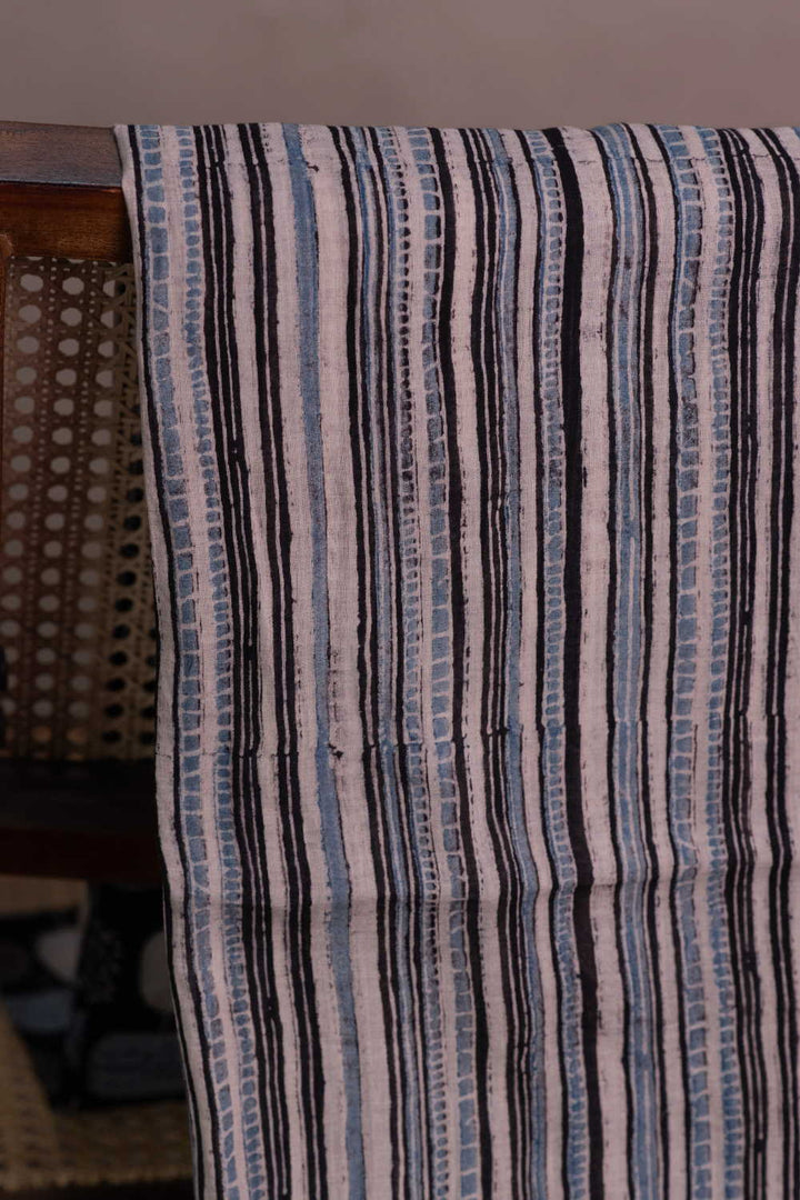 Stripe Pattern Ajrak Mul Cotton Fabric