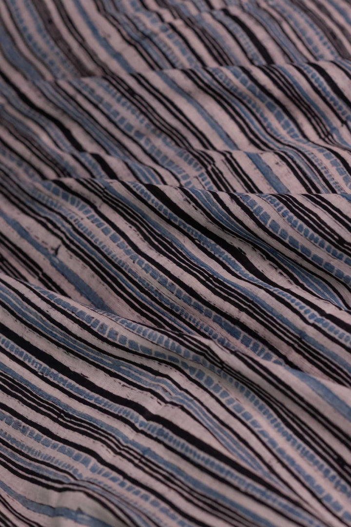 Stripe Pattern Ajrak Mul Cotton Fabric