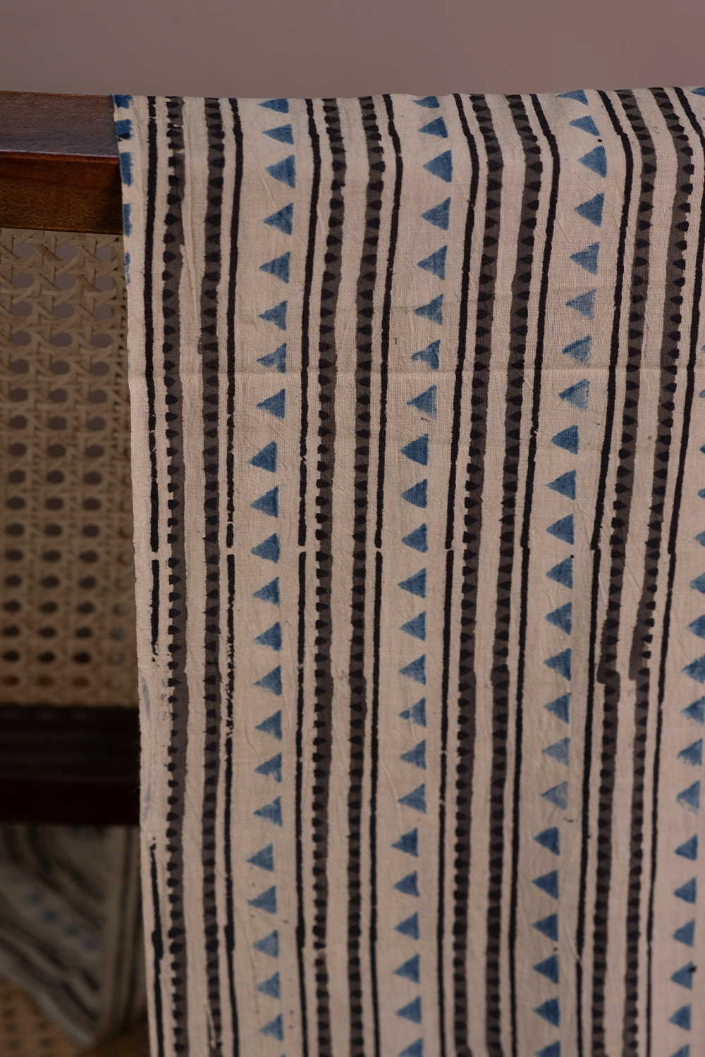 Angular Stripes on Cream Ajrak Cotton Fabric