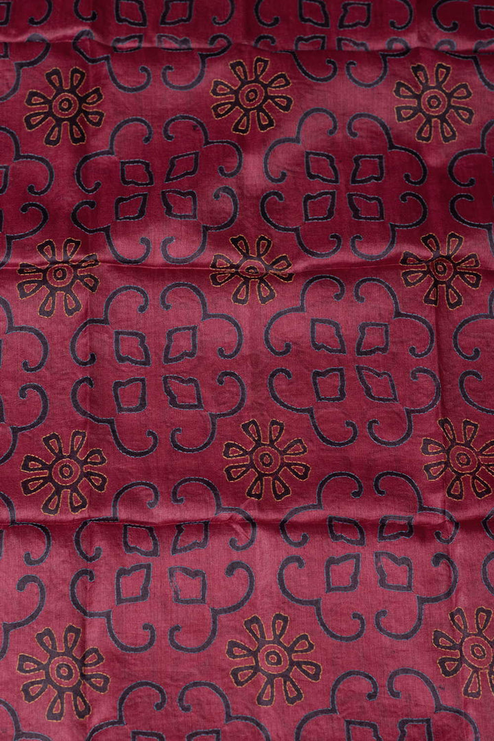 Maroon Shaded Kantha Tussar Silk Blouse