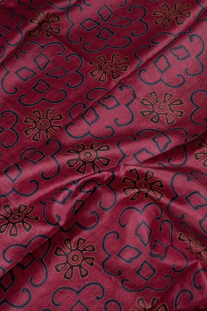 Maroon Shaded Kantha Tussar Silk Blouse