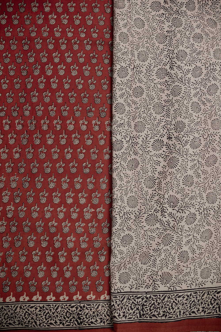 Block Printed Cotton Saree - Matkatus 