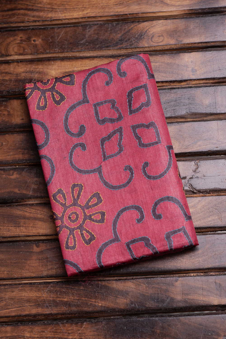 Maroon Shaded Kantha Tussar Silk Blouse