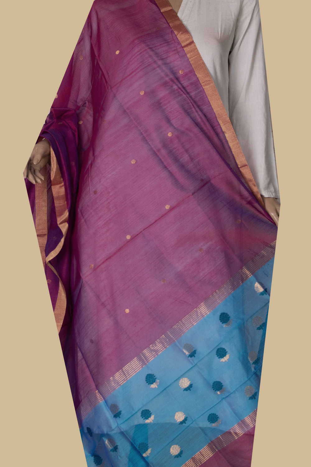 Chanderi Silk Cotton Dupatta - Matkatus 