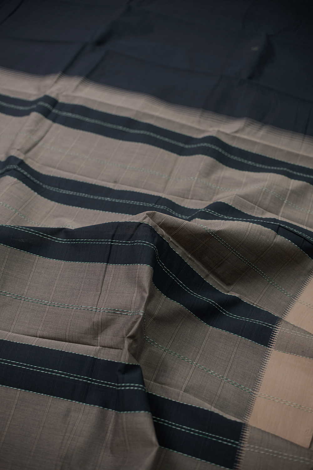 Dull Black Kanchipuram Cotton saree