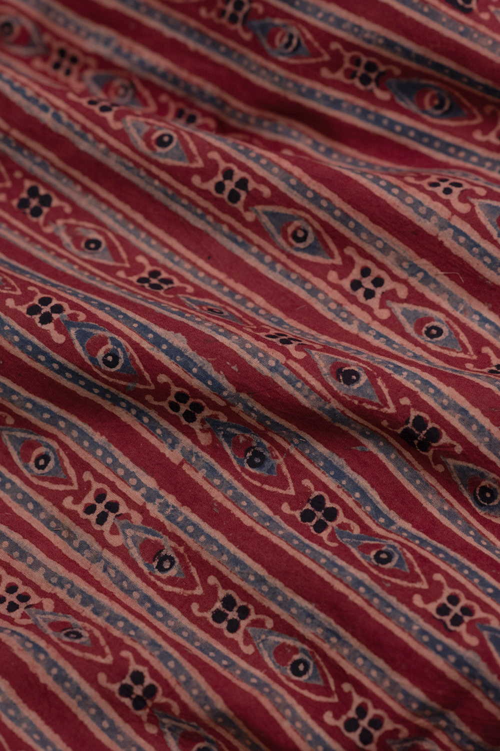 Rust Maroon Ajrak Cotton Fabric