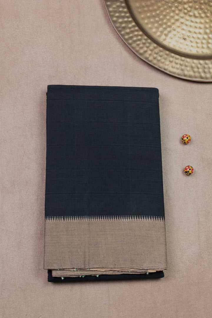 Dull Black Kanchipuram Cotton saree