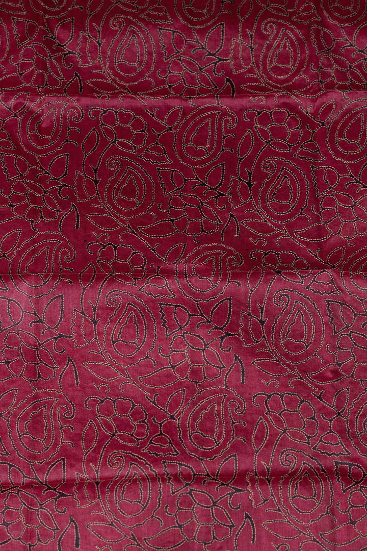 Floral Veins Kantha Tussar Silk Blouse