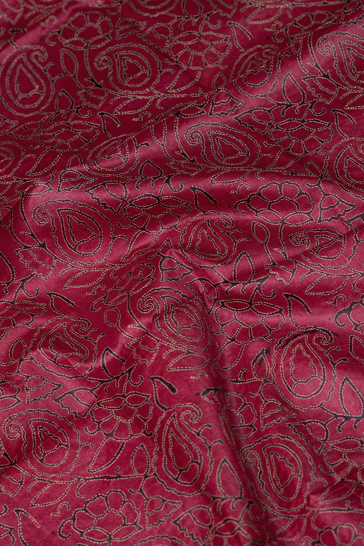 Floral Veins Kantha Tussar Silk Blouse