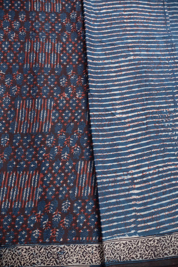 Block Printed Cotton Saree - Matkatus 