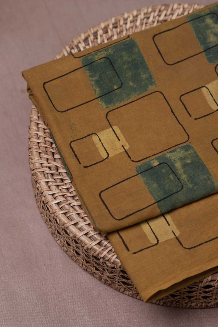 Yellow Ajrak Cotton Fabric
