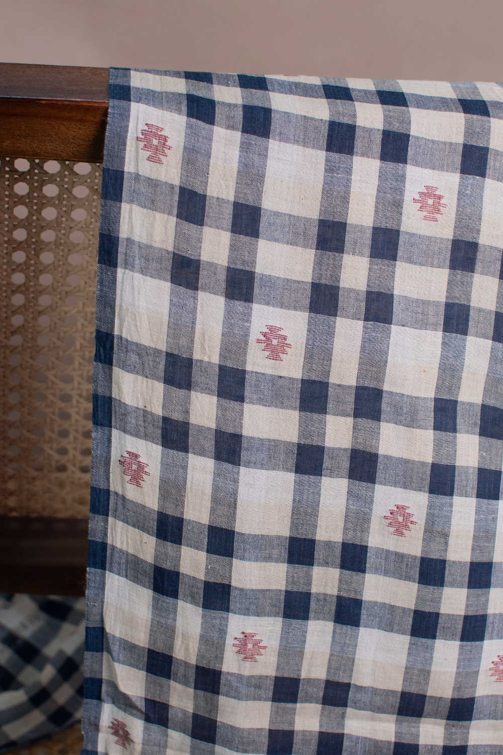 Blue Grid Jamdani Cotton Fabric