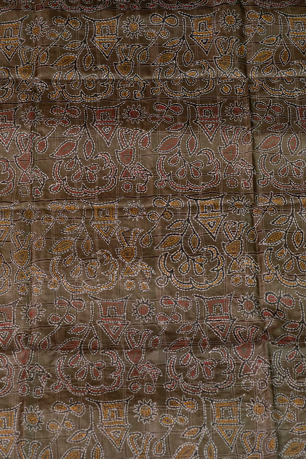 Grey Shaded Kantha Tussar Silk Blouse