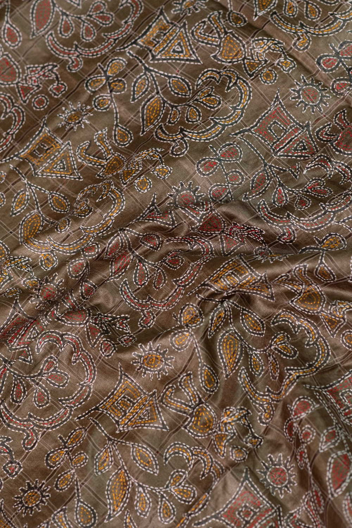 Grey Shaded Kantha Tussar Silk Blouse