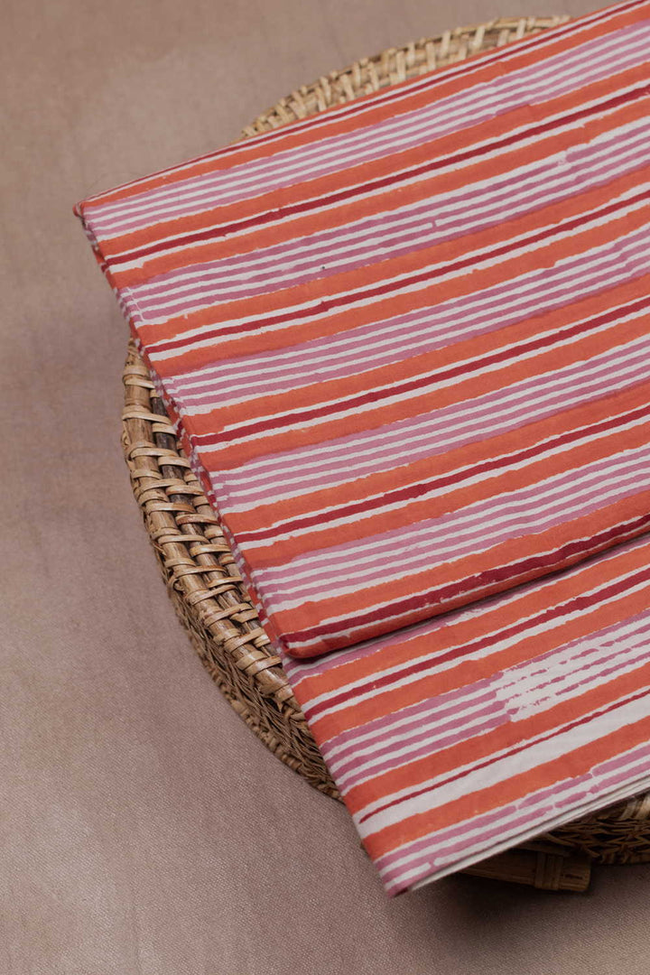 Hand block printed Sanganeri cotton fabric with floral motifs - Matkatus 