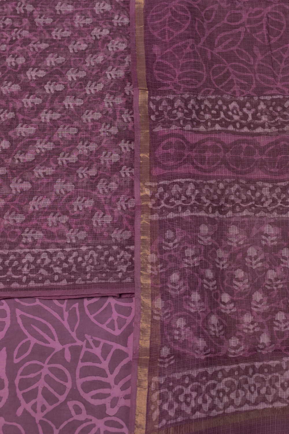 Shade of Pink Block Printed Kota Cotton Suit