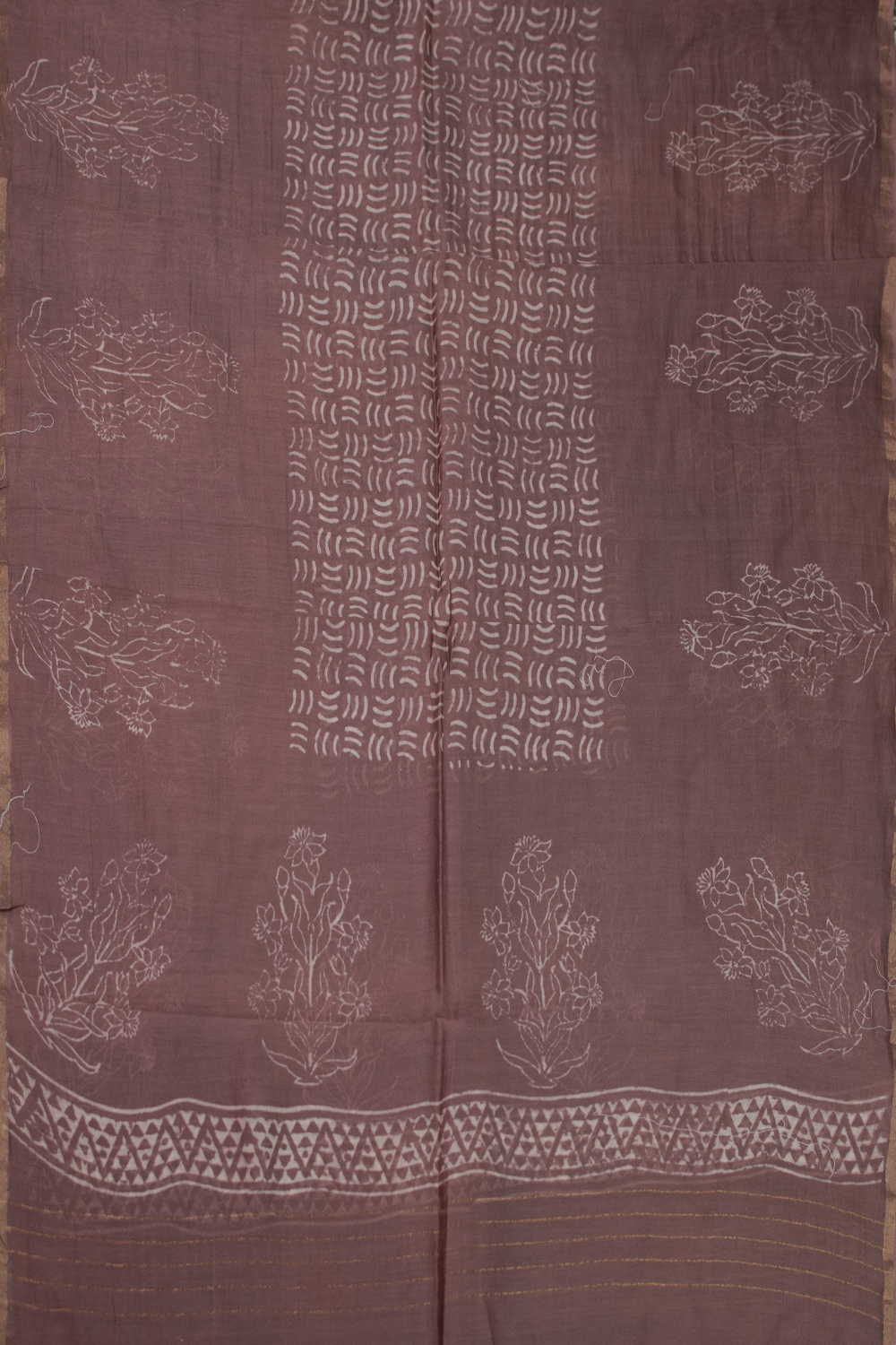 Shades of Brown Block Printed Chanderi Dupatta